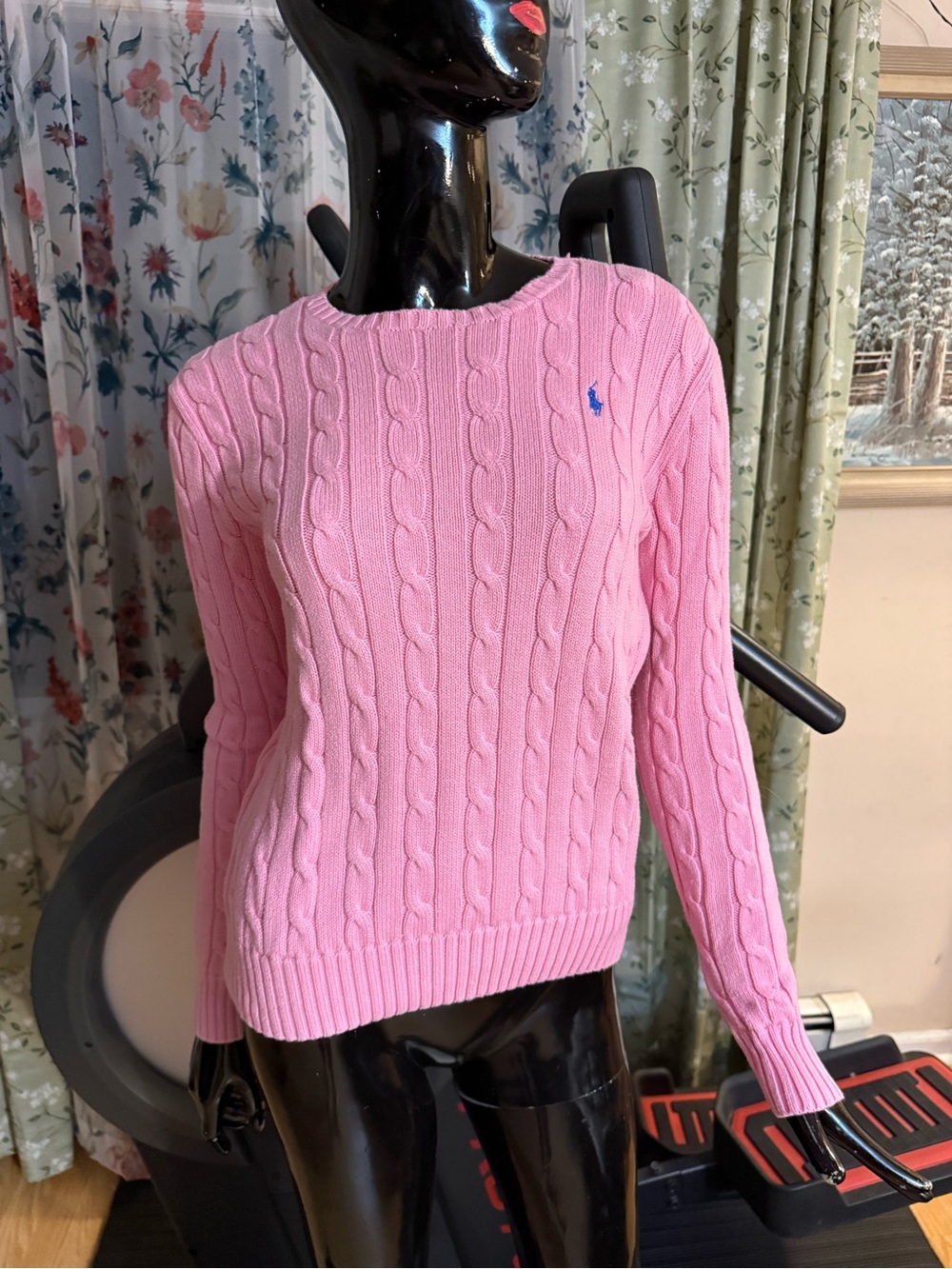 Ralph Lauren Pink Cable-Knit Crew Sweater